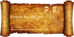 Petre Balázs névjegykártya