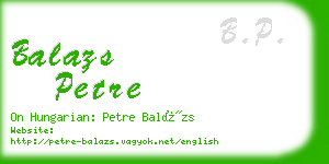 balazs petre business card